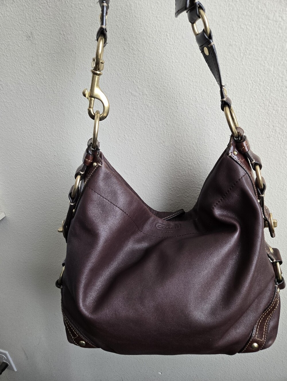 Coach Carly 10616 Mahogany Mocha Brown Bag Purse Hobo Tote Leather Large
